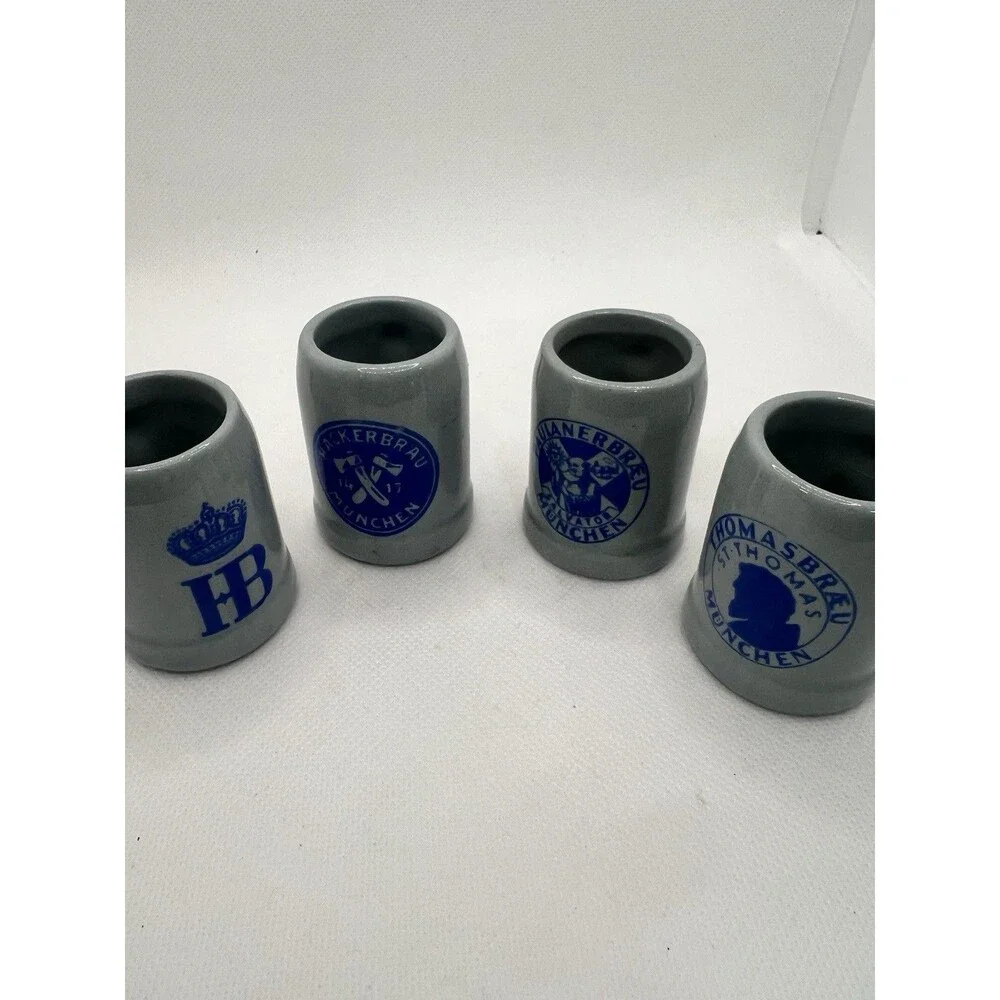 4 mini HB Hofbrauhaus Munchen Mug Beer Stein Cup Vintage tiny authentic decor